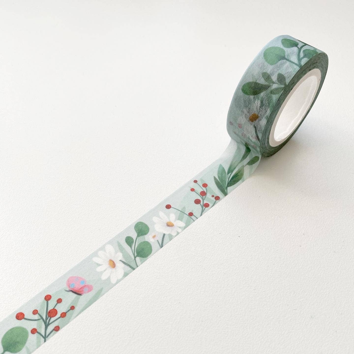 15mm Sage Color Floral Washi Tape The Little Red House