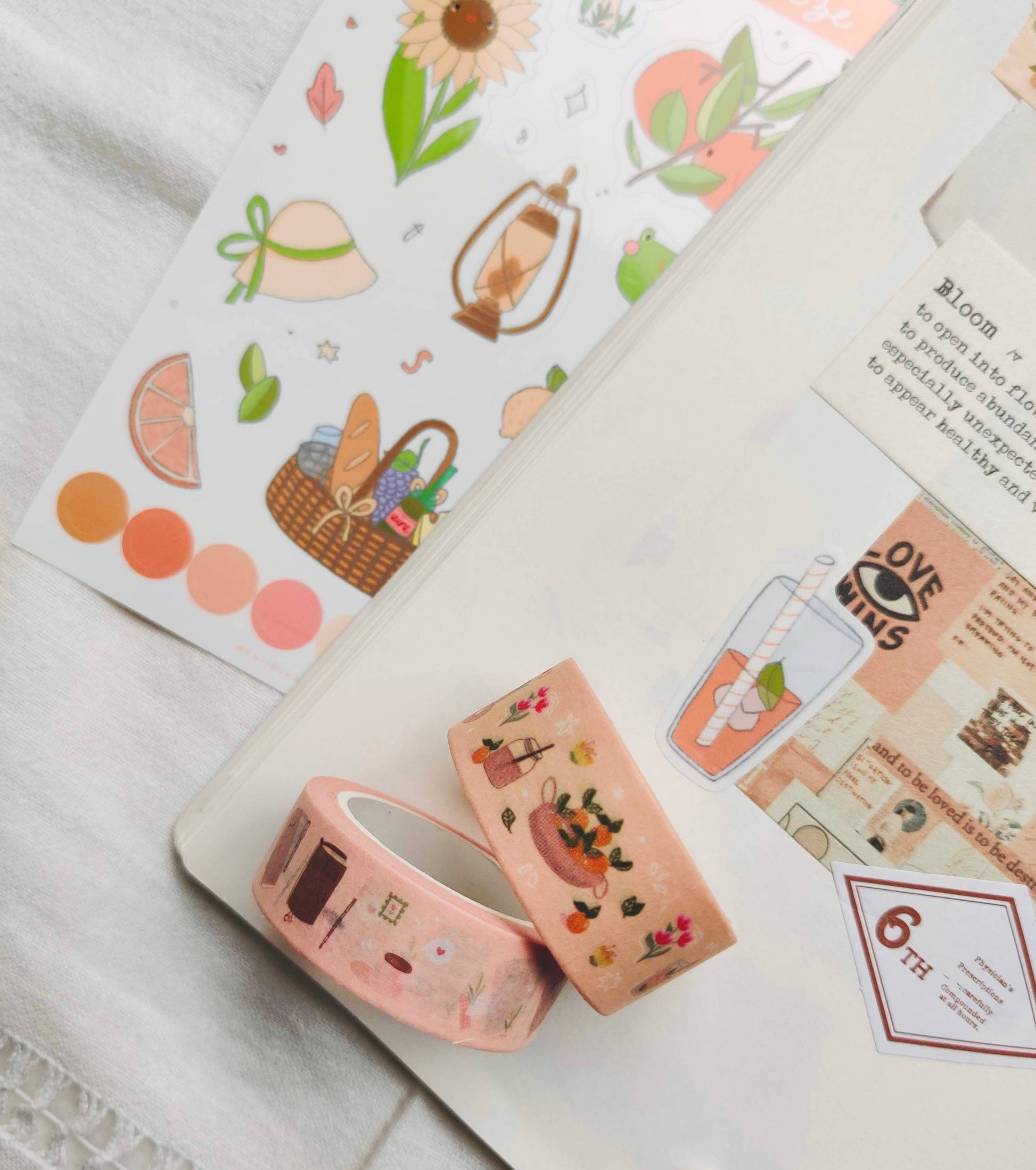 Citrus Washi Tape with Orange Juice & Flowers Full Bloom and Co.