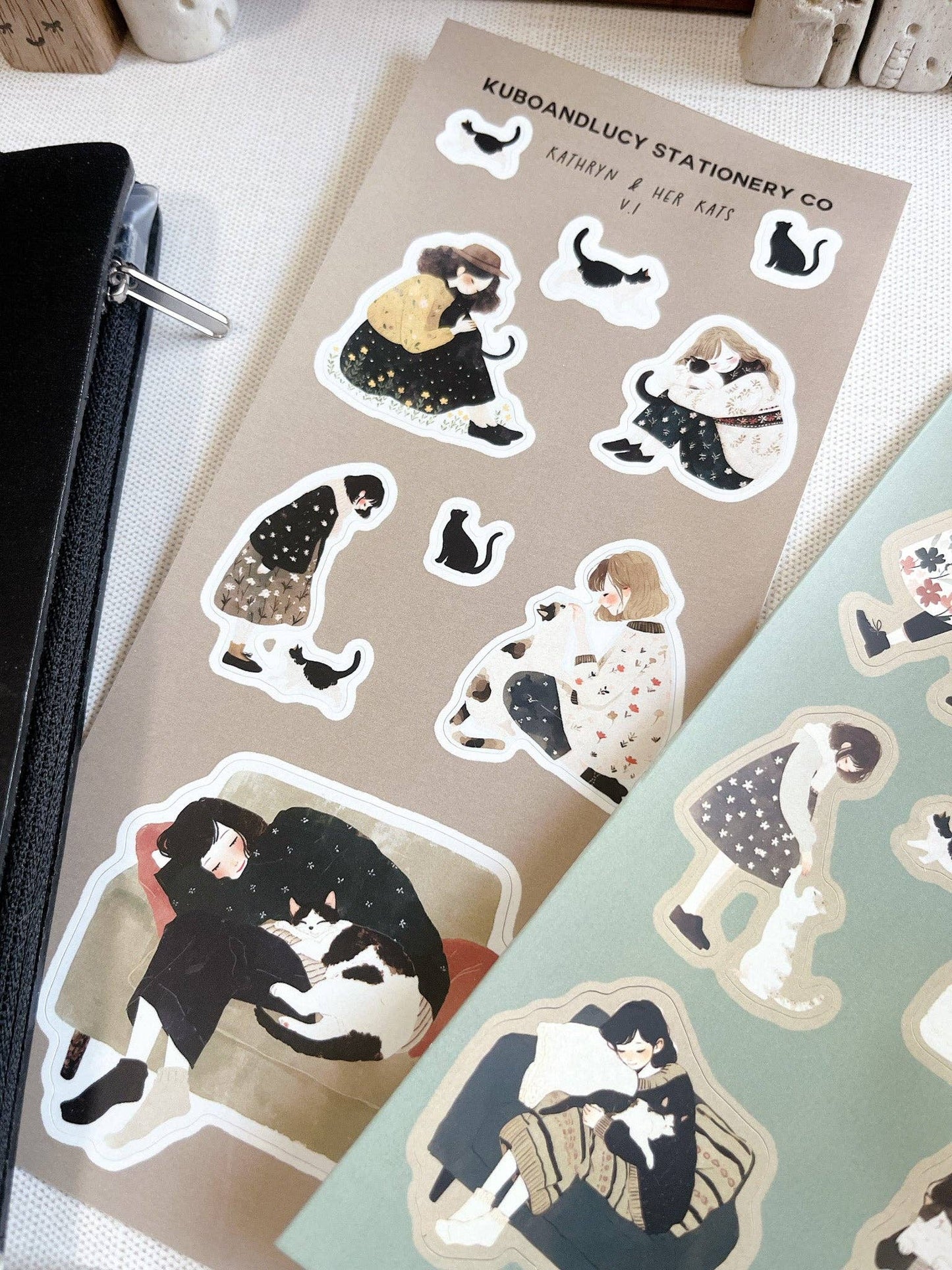 Kathryn and her Kat Sticker Sheet | 2 Designs Kuboandlucy Stationery Co