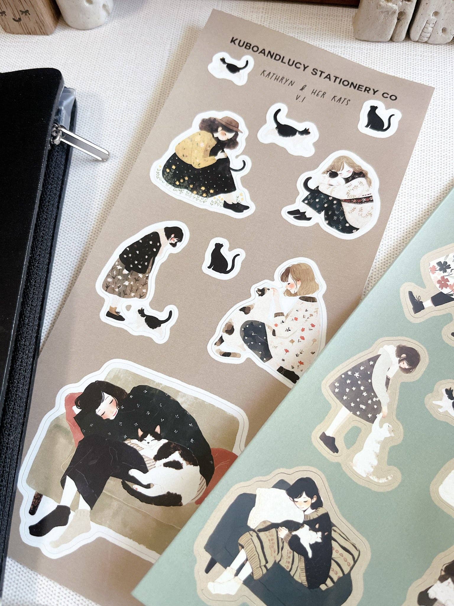 Kathryn and her Kat Sticker Sheet | 2 Designs Kuboandlucy Stationery Co