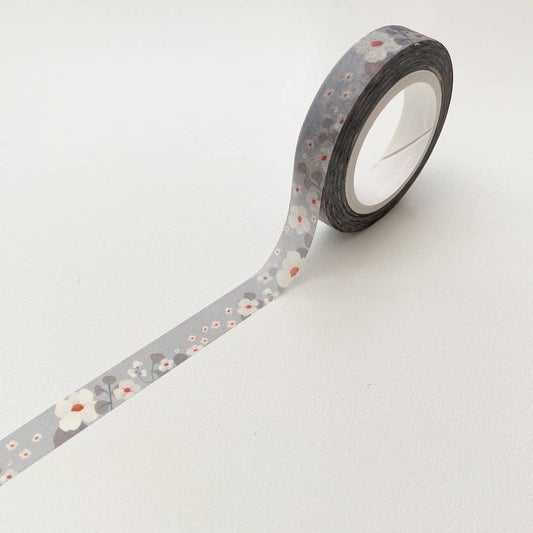 8mm Grey Floral Washi Tape The Little Red House