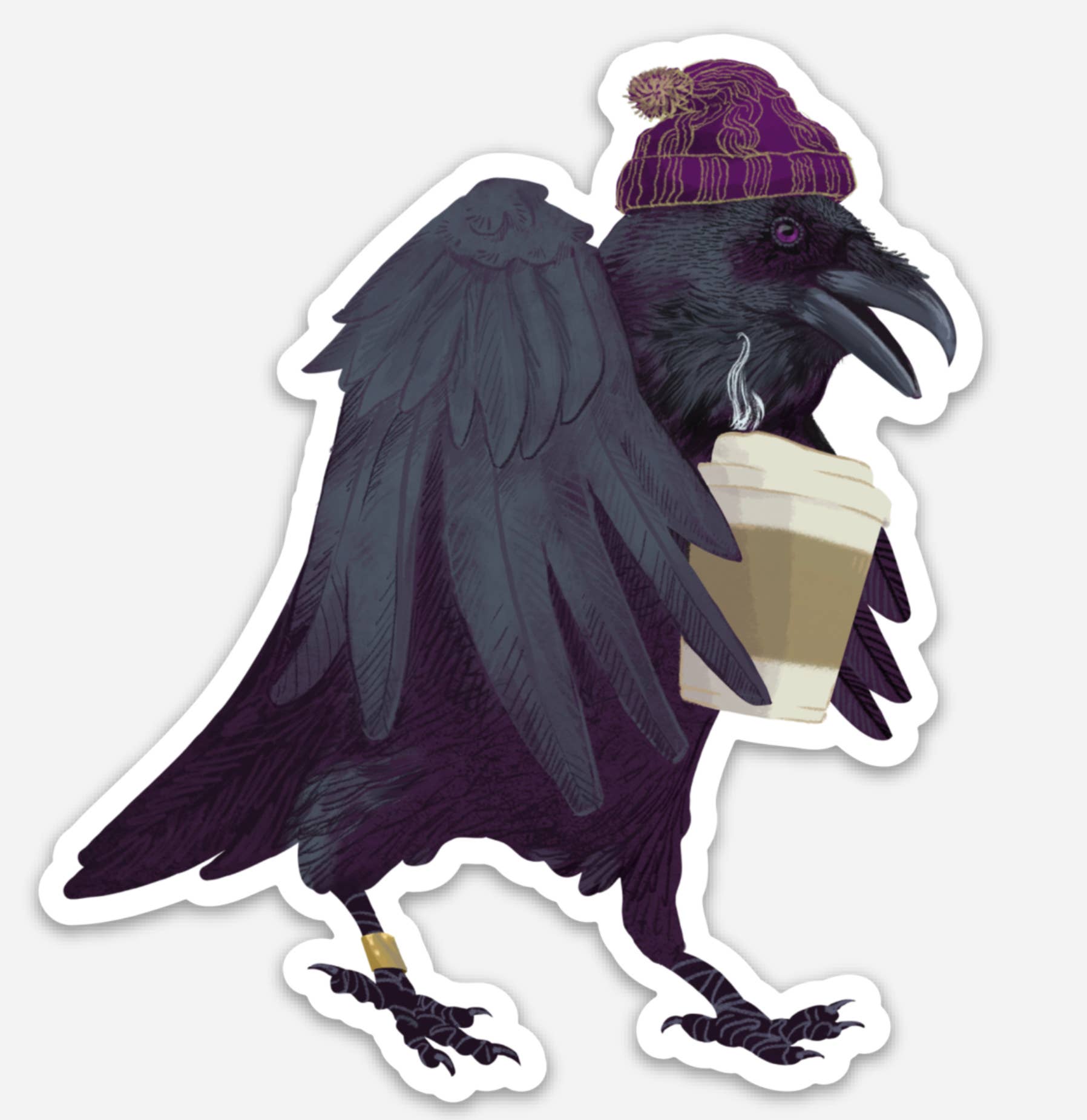 Raven coffee sticker Underbrush Art