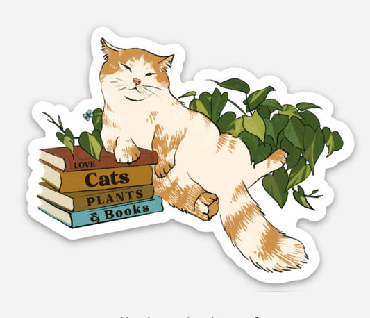 Cats & books sticker Underbrush Art