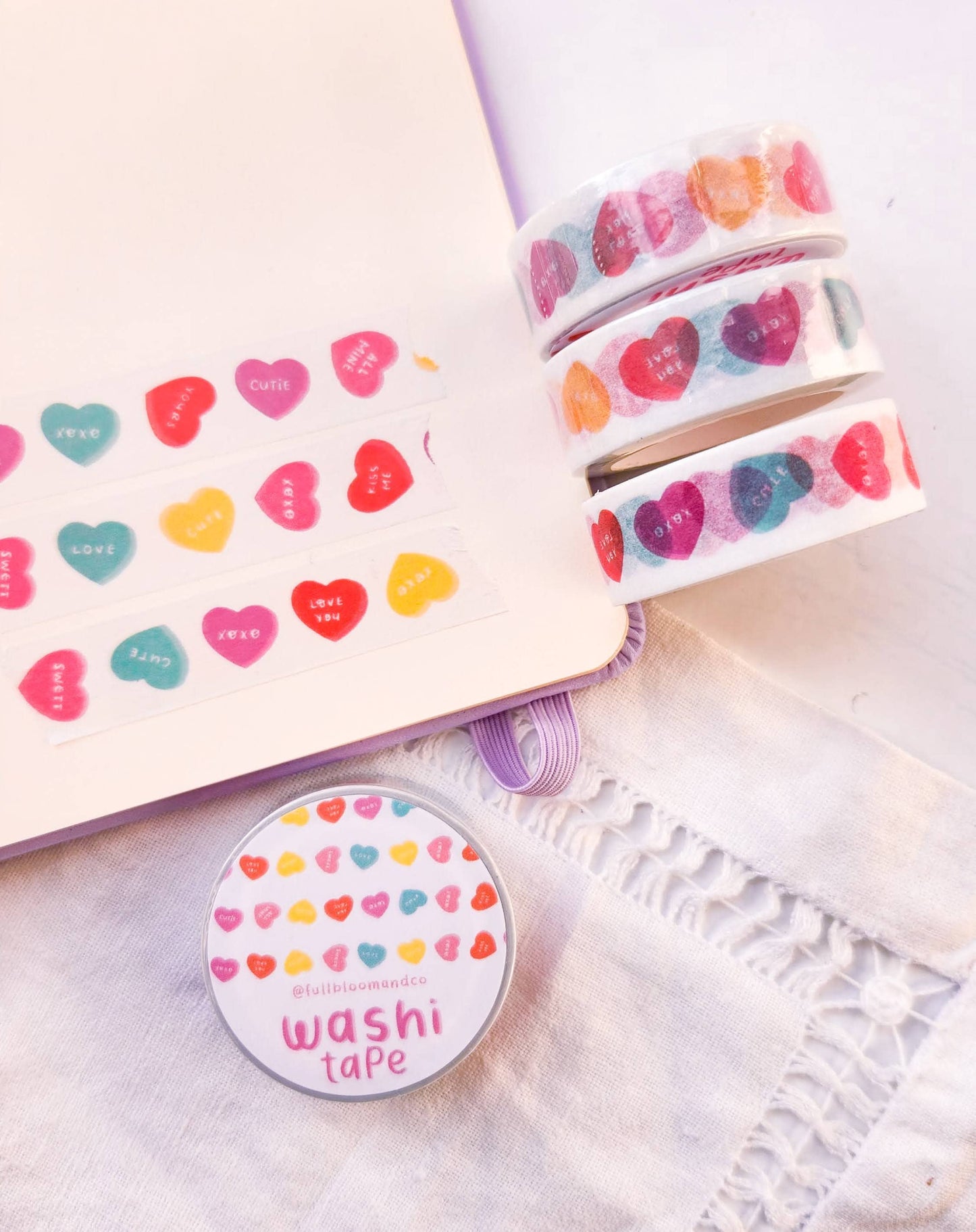 Valentine's Candy Hearts Washi Tape - Hard Candy Stationery Full Bloom and Co.