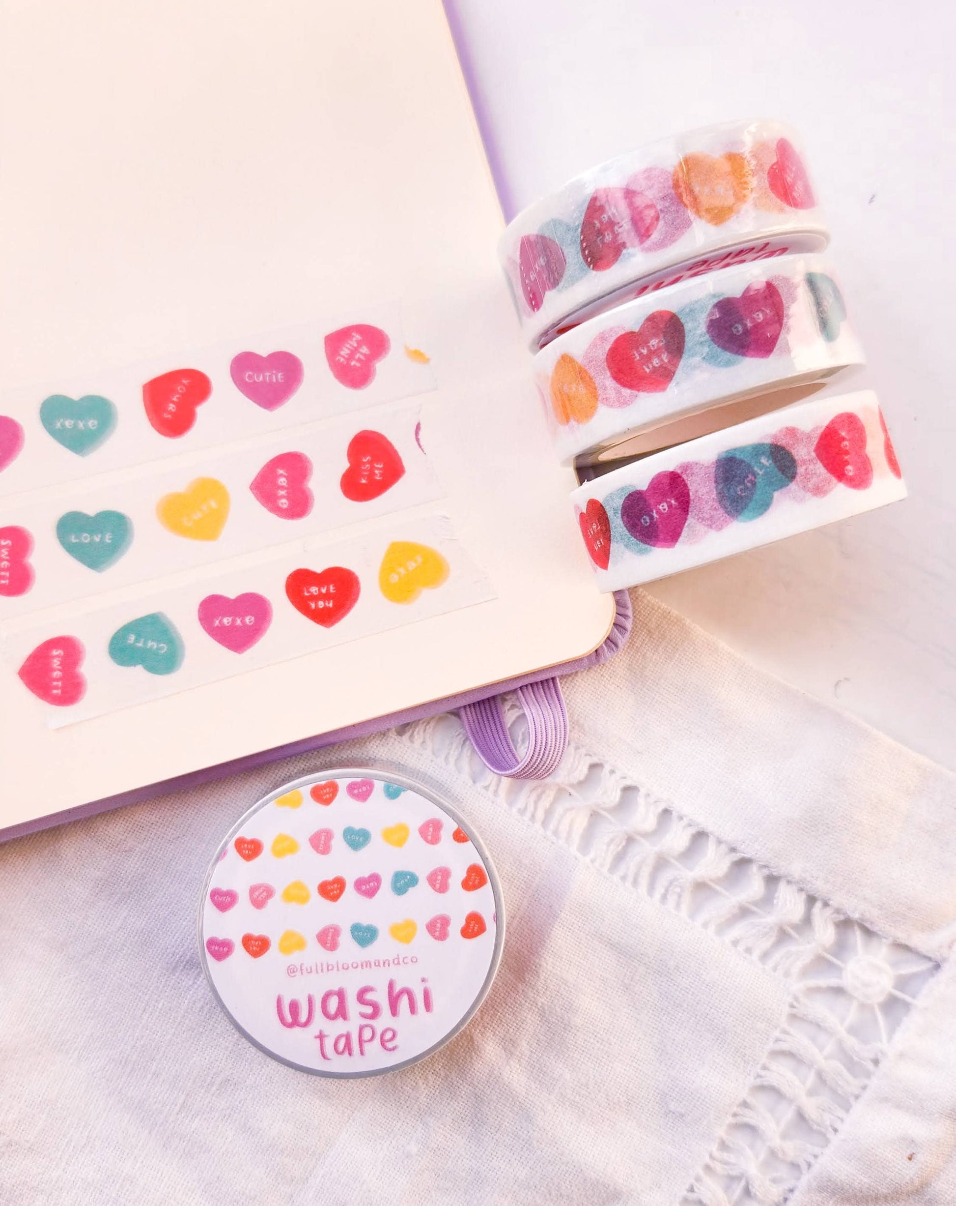 Valentine's Candy Hearts Washi Tape - Hard Candy Stationery Full Bloom and Co.