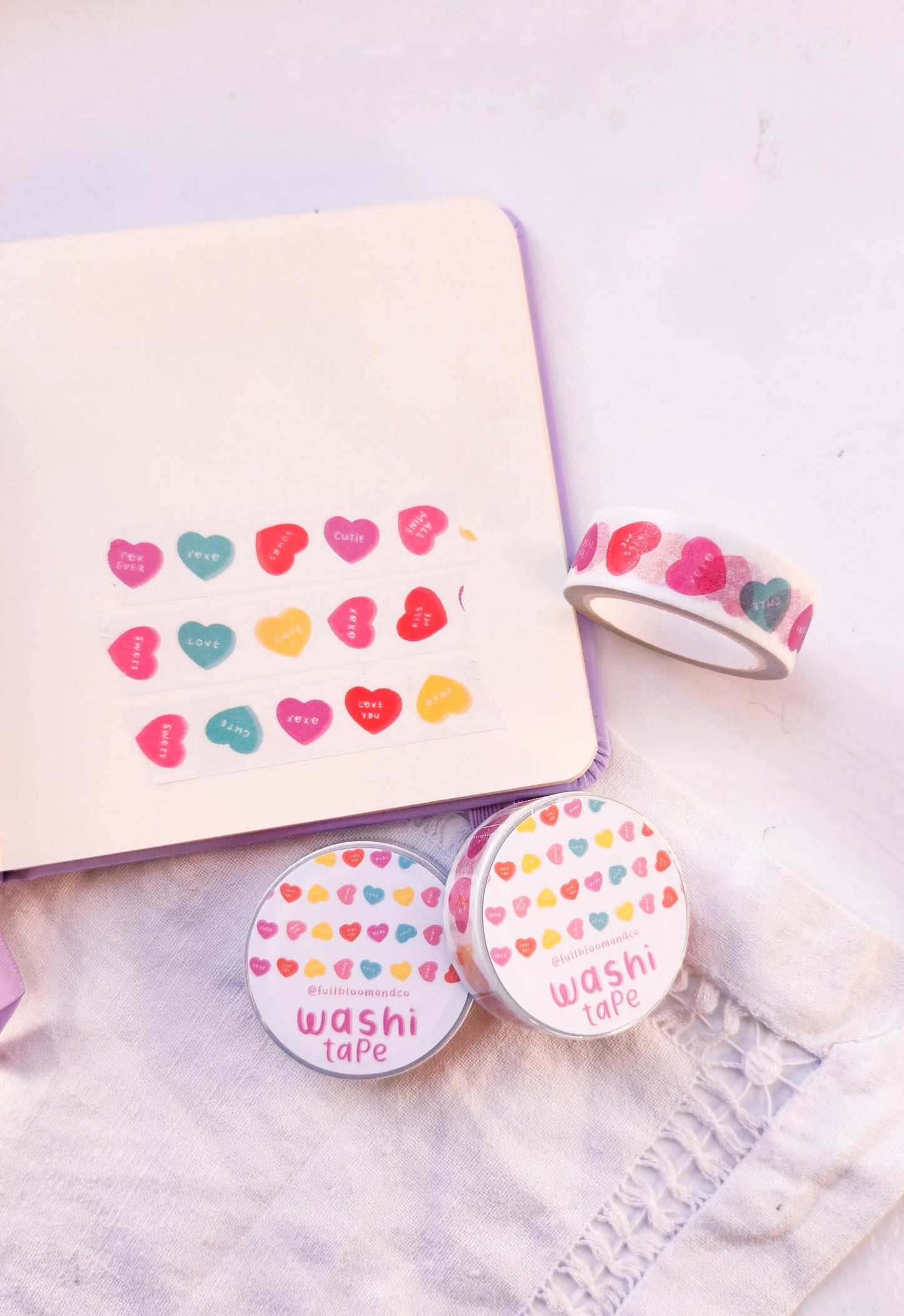 Valentine's Candy Hearts Washi Tape - Hard Candy Stationery Full Bloom and Co.