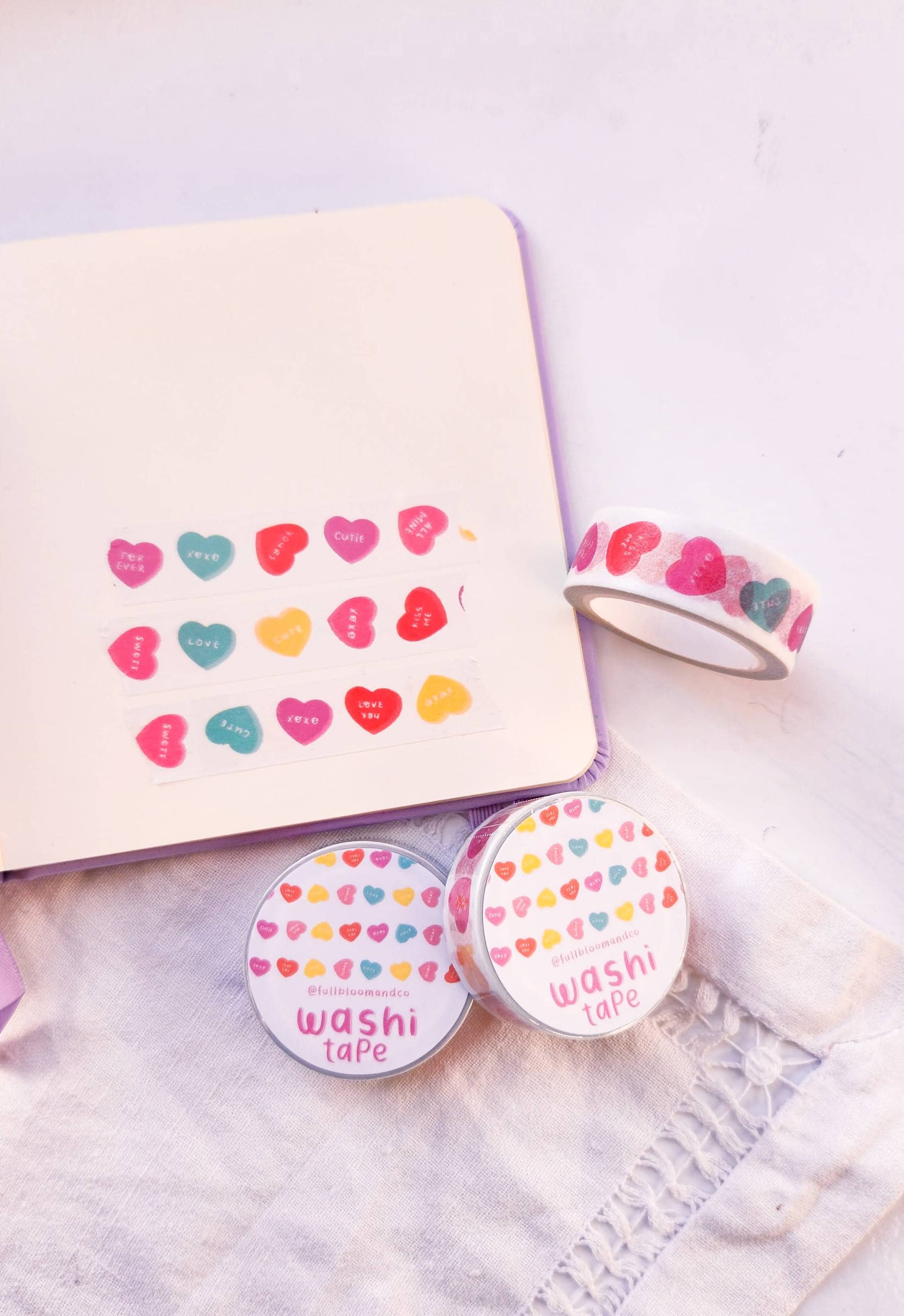 Valentine's Candy Hearts Washi Tape - Hard Candy Stationery Full Bloom and Co.