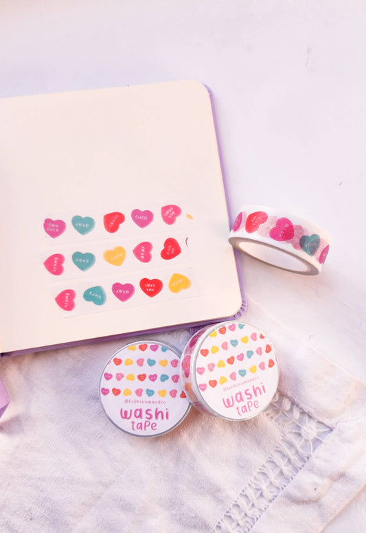 Valentine's Candy Hearts Washi Tape - Hard Candy Stationery Full Bloom and Co.