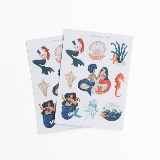 Vintage Mermaid Stickers Archer and Olive
