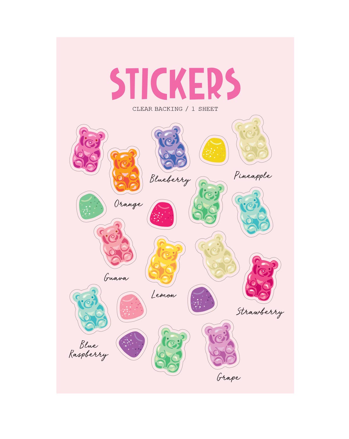 Gummy Bears  Clear Stickers Girl of All Work