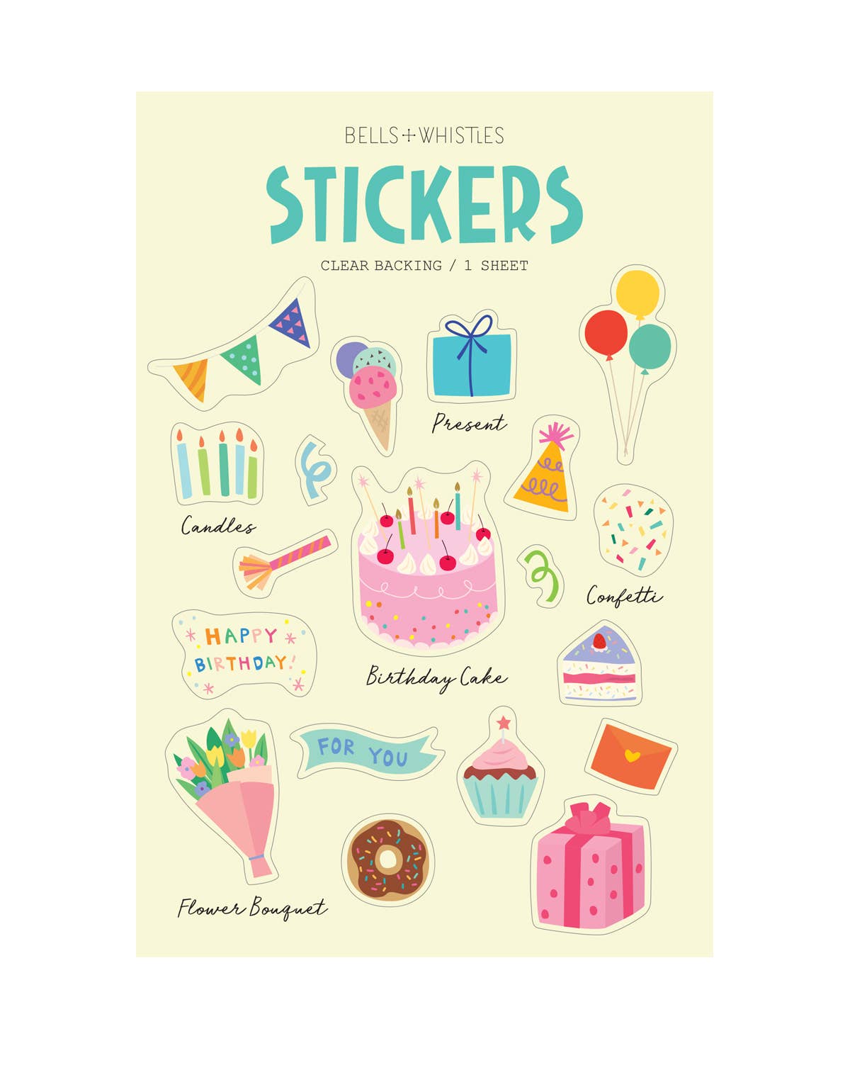 Birthday Party Clear Stickers Girl of All Work