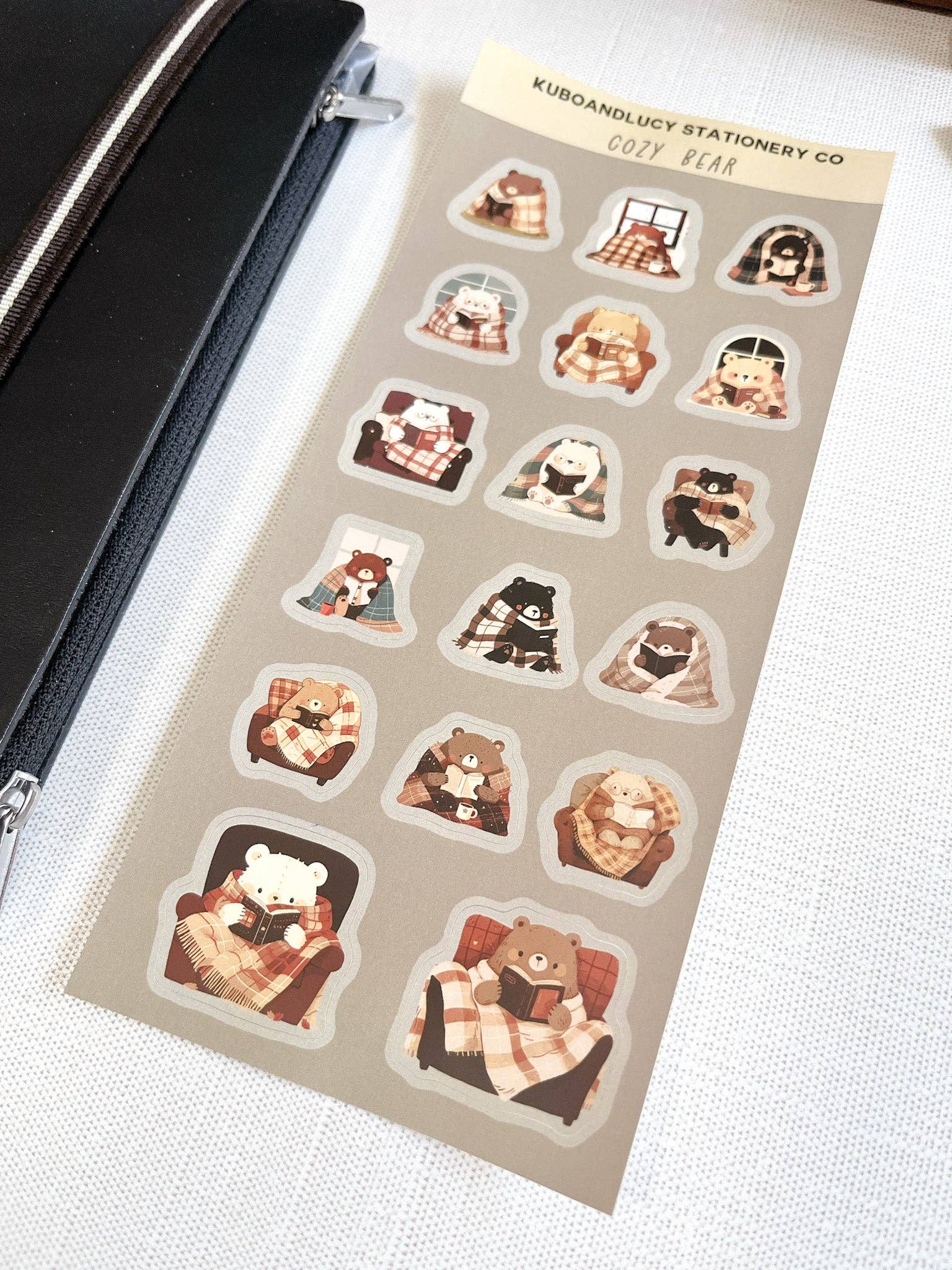 Cozy Bear Sticker Sheet Kuboandlucy Stationery Co