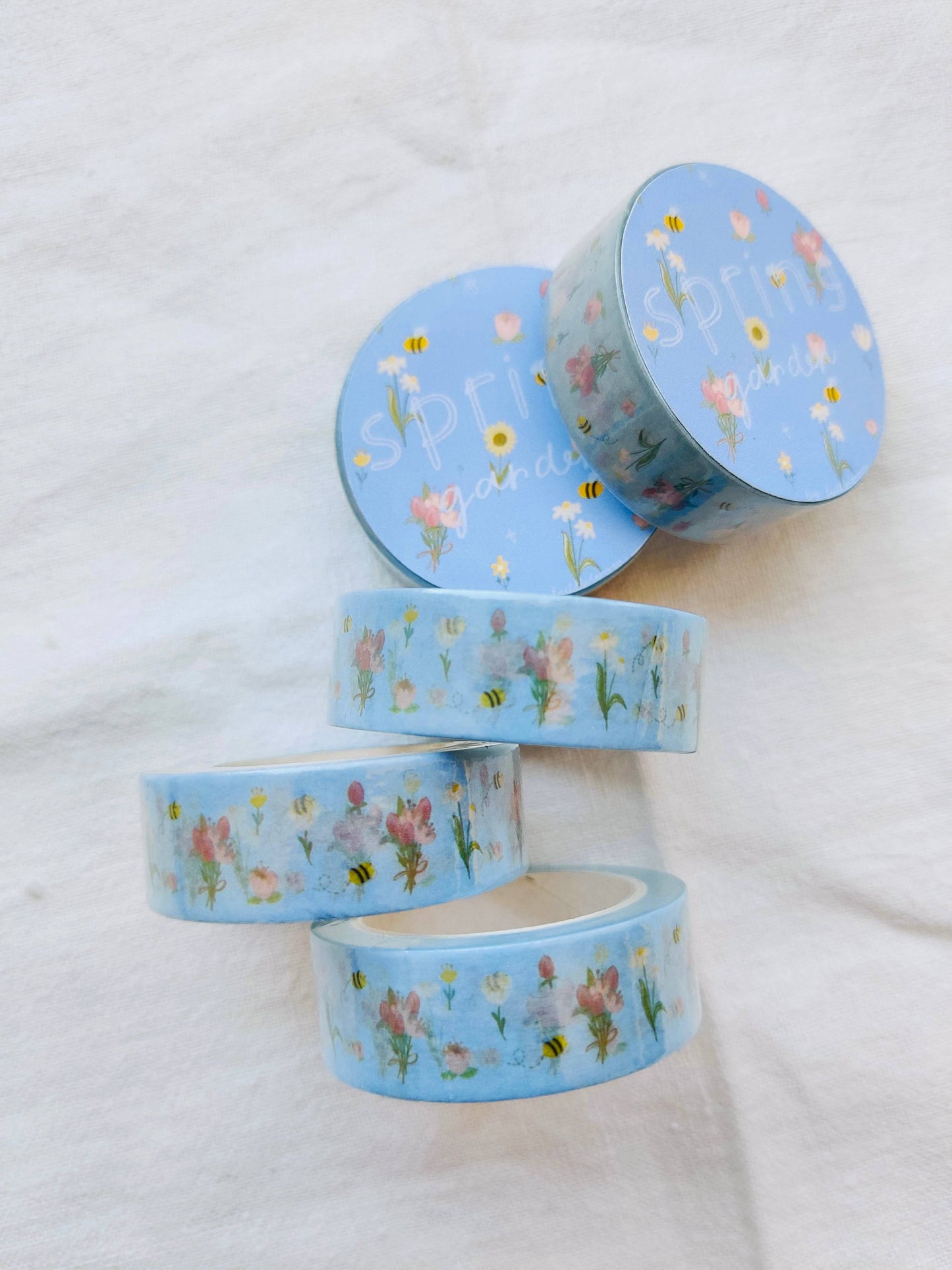 Spring Vibes Blue Washi Tape with Bees and Flowers Full Bloom and Co.