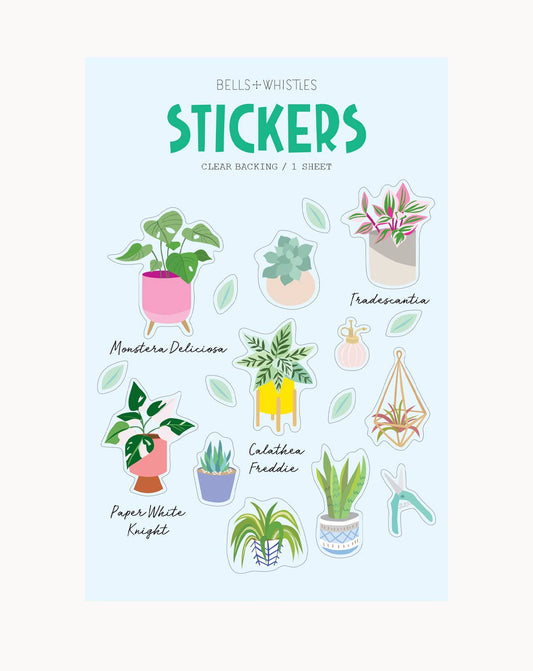 House Plants Clear Stickers Girl of All Work
