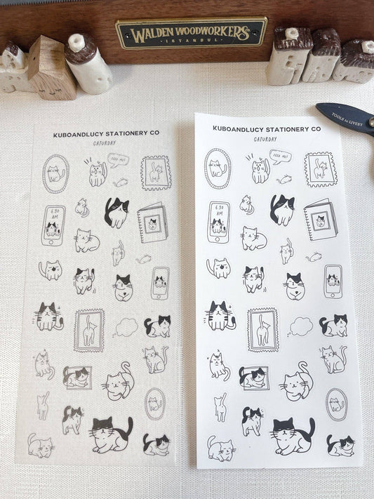 Caturday Sticker Sheet Kuboandlucy Stationery Co