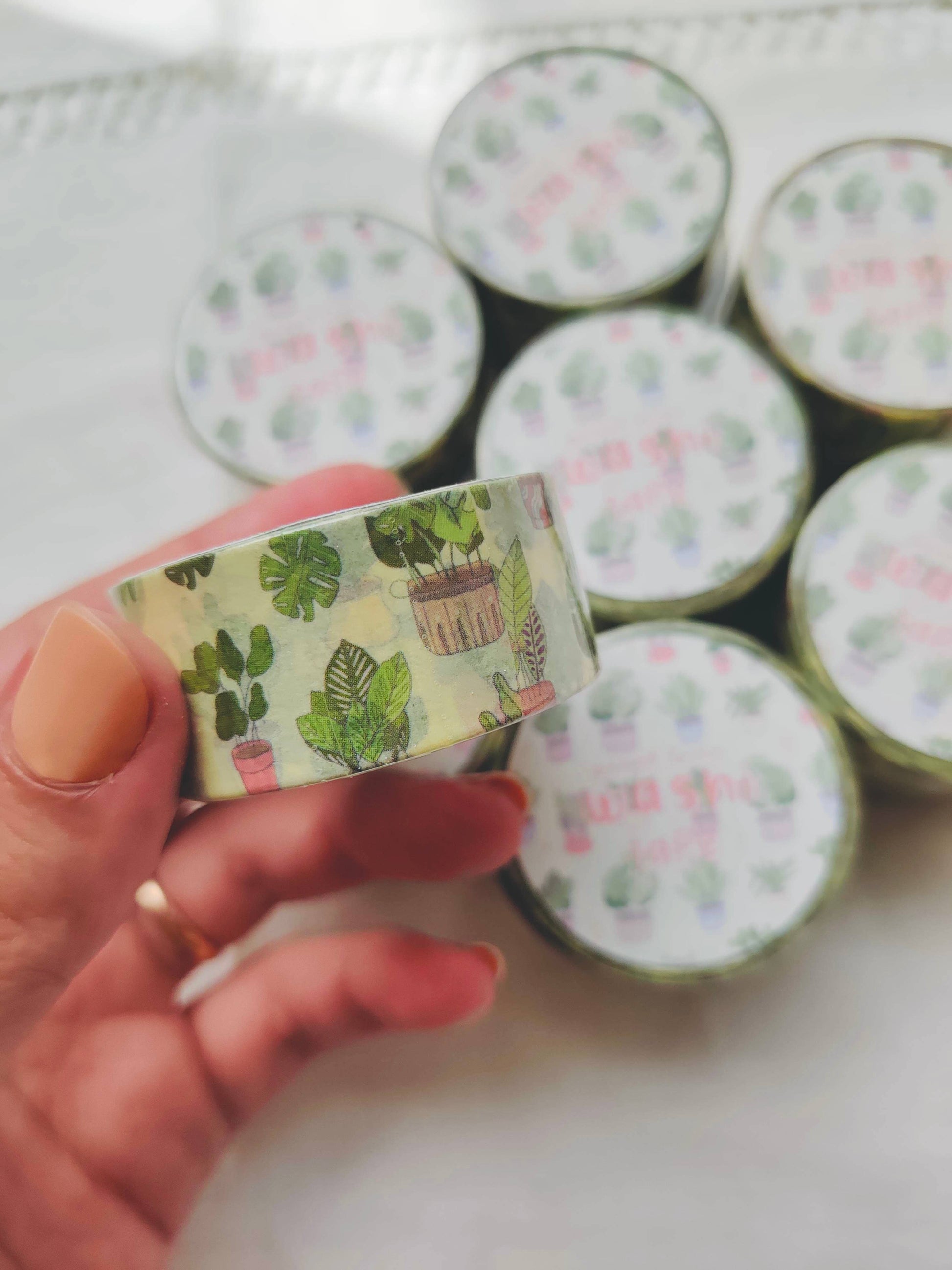 Plant Lover Washi Tape with Plants and Succulents in Pots Full Bloom and Co.