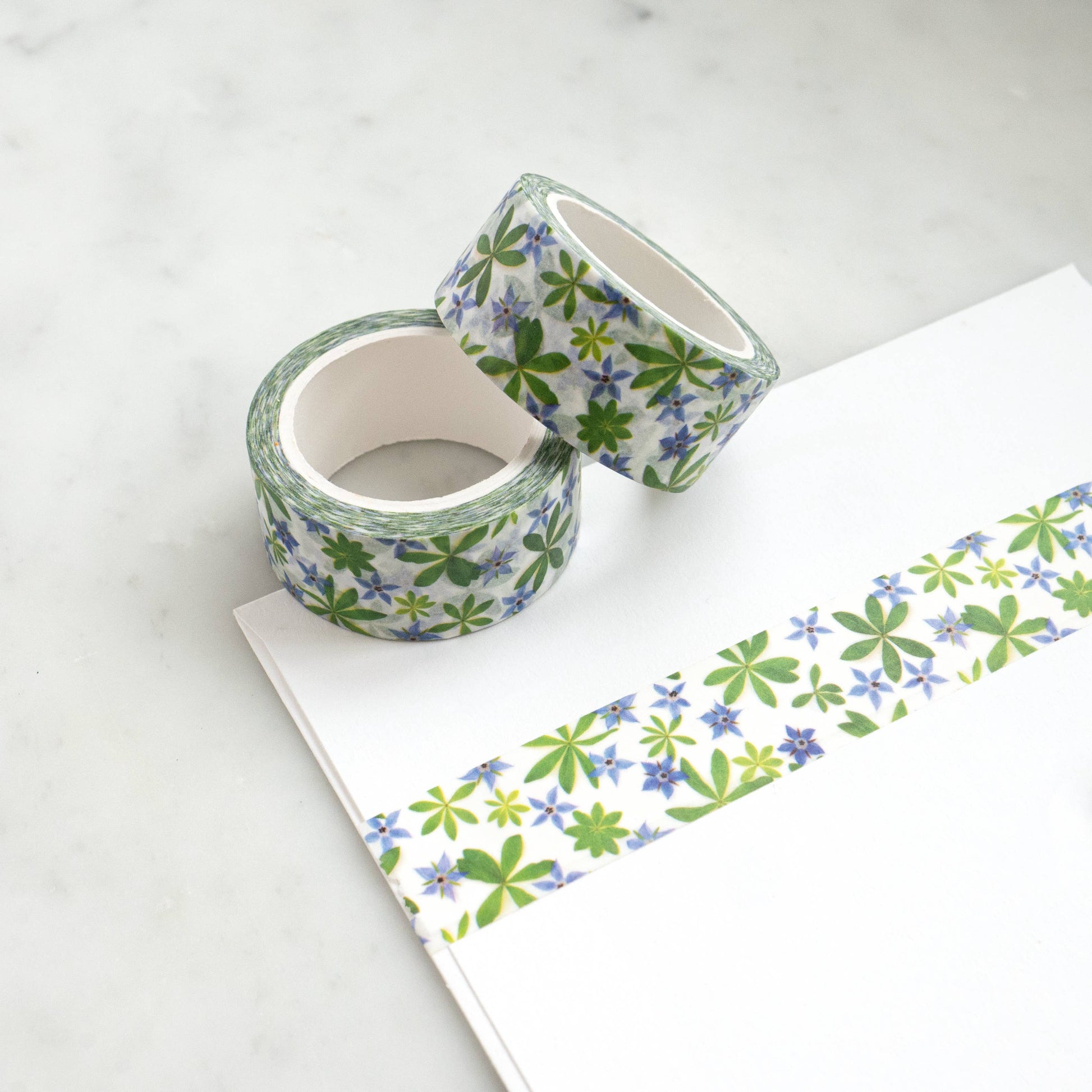 Washi Tape -  Blue borage flowers Bottle Branch