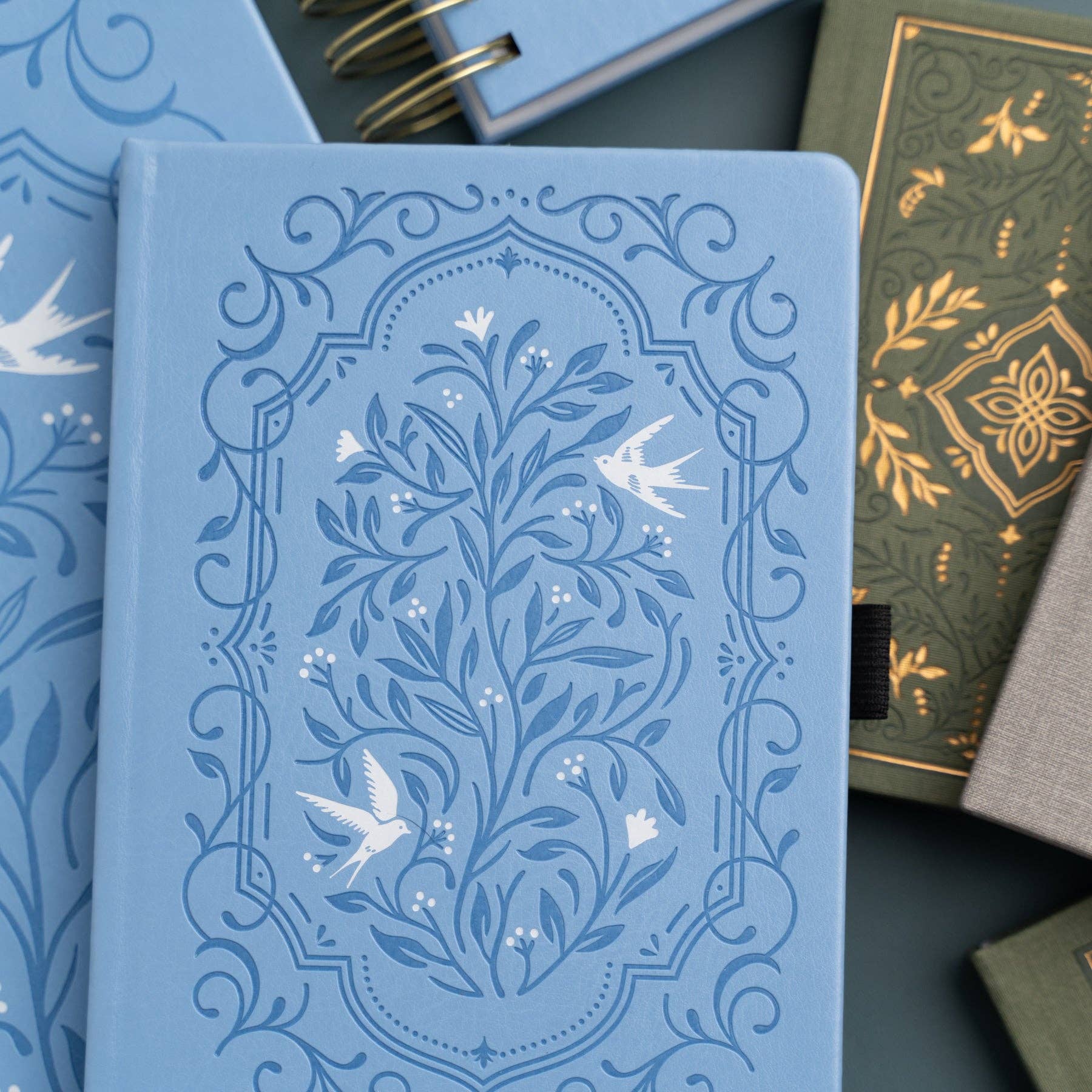 Songbird In Blue Dot Grid Notebook Archer and Olive