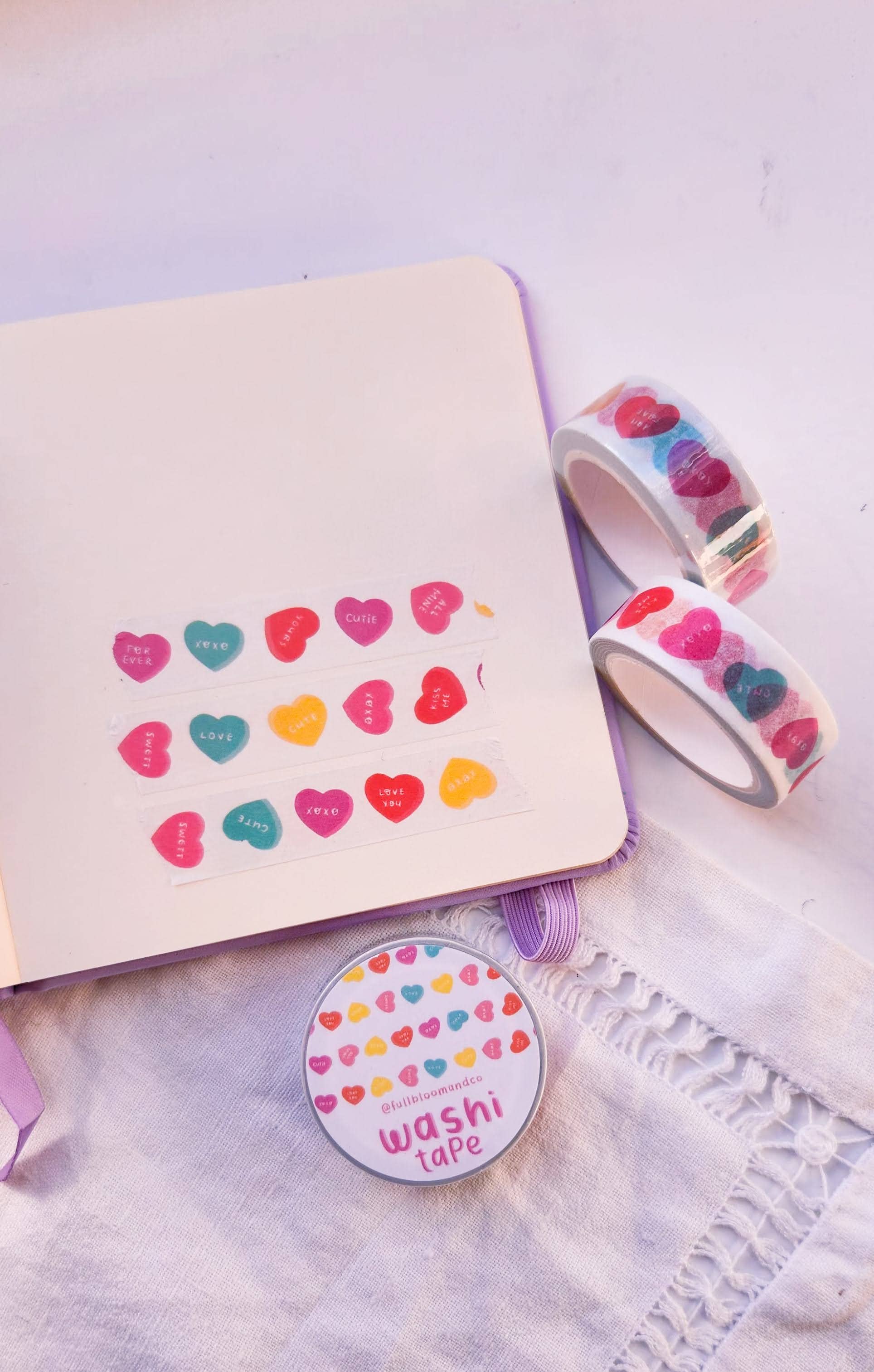 Valentine's Candy Hearts Washi Tape - Hard Candy Stationery Full Bloom and Co.