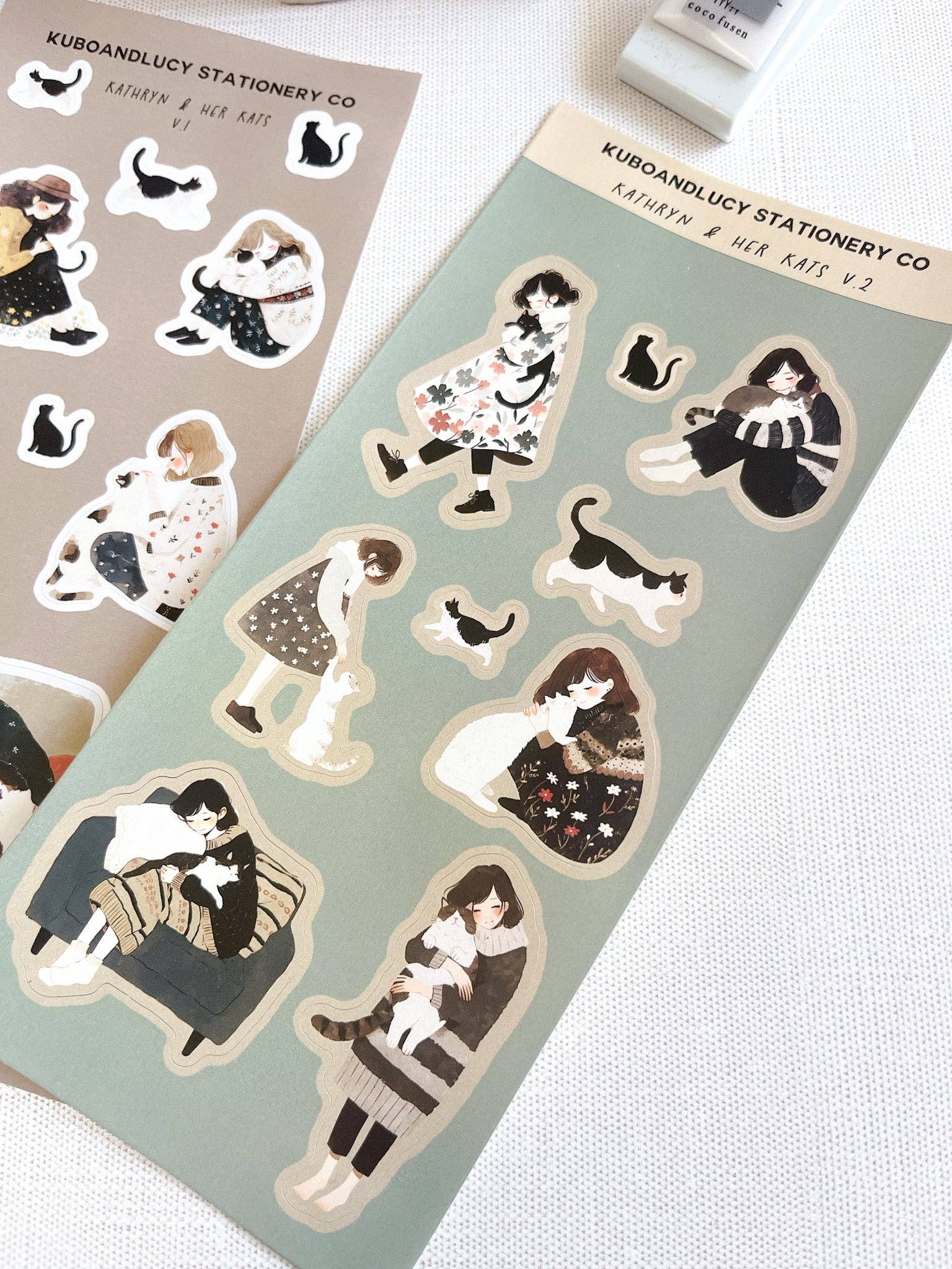 Kathryn and her Kat Sticker Sheet | 2 Designs Kuboandlucy Stationery Co