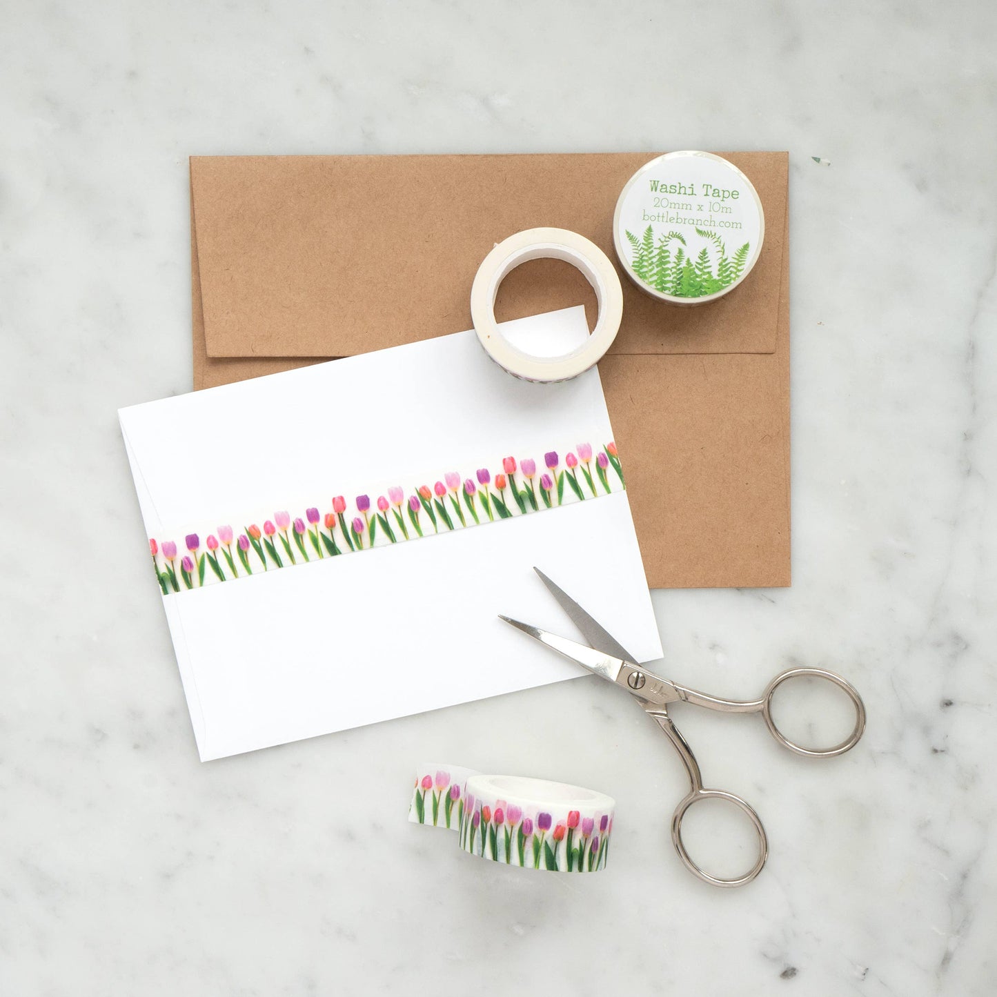 Washi Tape - Pink tulips Bottle Branch