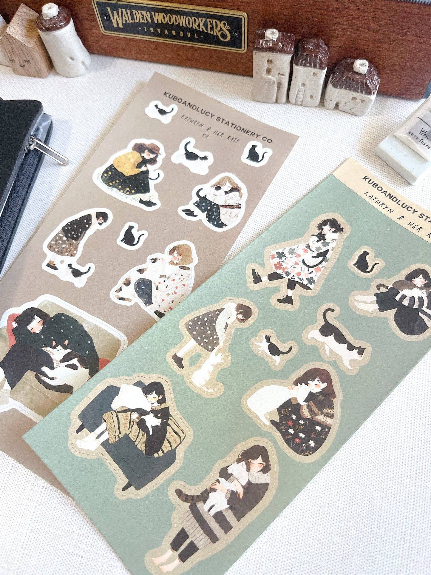 Kathryn and her Kat Sticker Sheet | 2 Designs Kuboandlucy Stationery Co