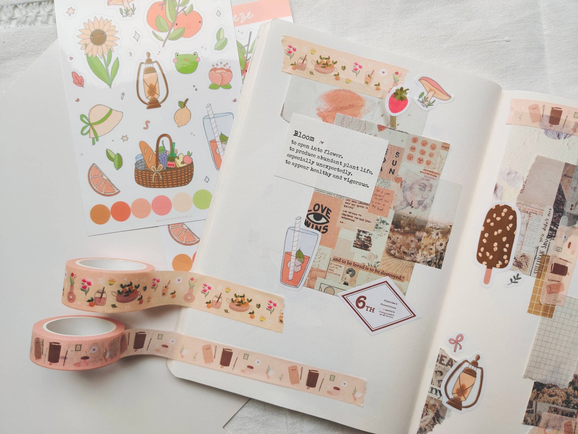 Citrus Washi Tape with Orange Juice & Flowers Full Bloom and Co.