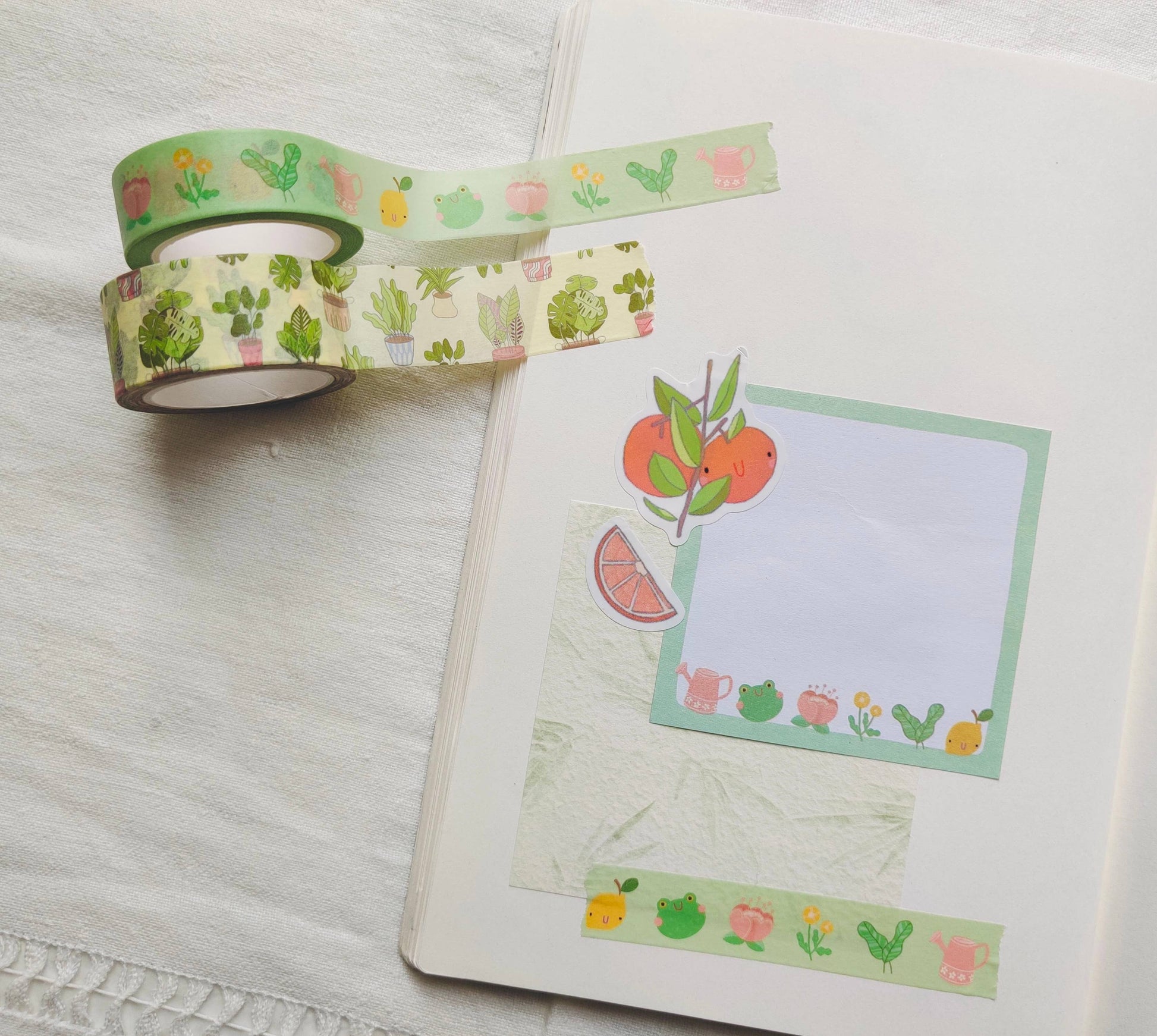 Plant Lover Washi Tape with Plants and Succulents in Pots Full Bloom and Co.