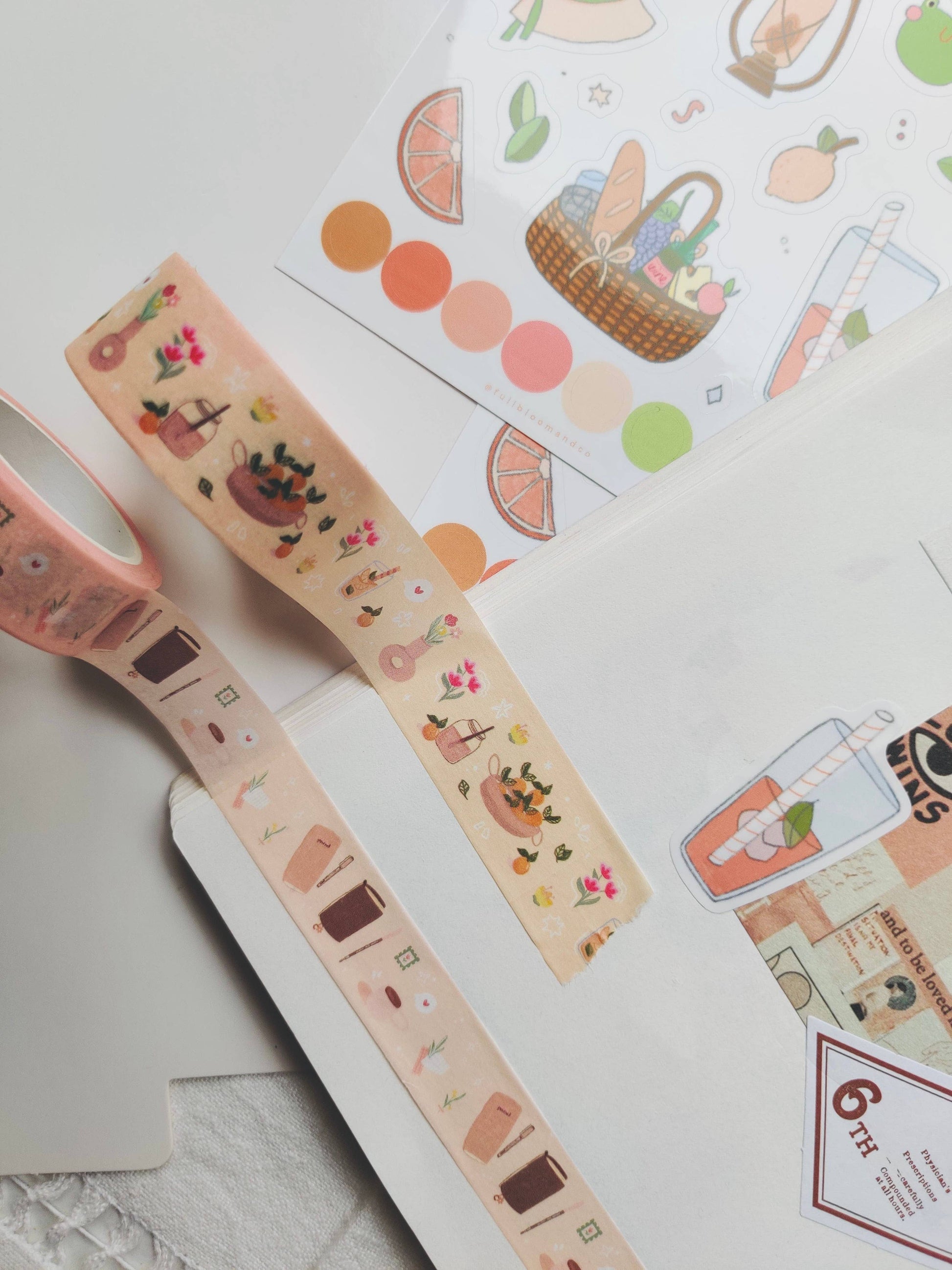 Citrus Washi Tape with Orange Juice & Flowers Full Bloom and Co.